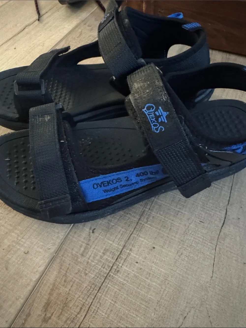 Amazon Kids Black and Blue Open-Toe Adjustable Sandals